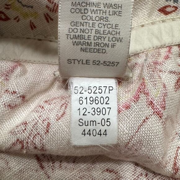 J Jill Skirt Women XSP Beige Red Floral Linen Pullon Elastic Waist Short Coastal - Picture 7 of 7